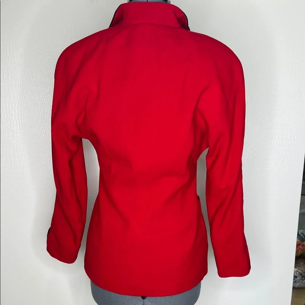 Vintage Christian Dior Red Women's Wool and Velvet Blazer - Picture 7 of 14
